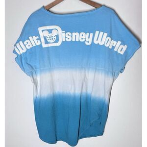 Disney Parks Spirit Jersey Sz M Turquoise Blue Ombre World Cotton Short Sleeve‎